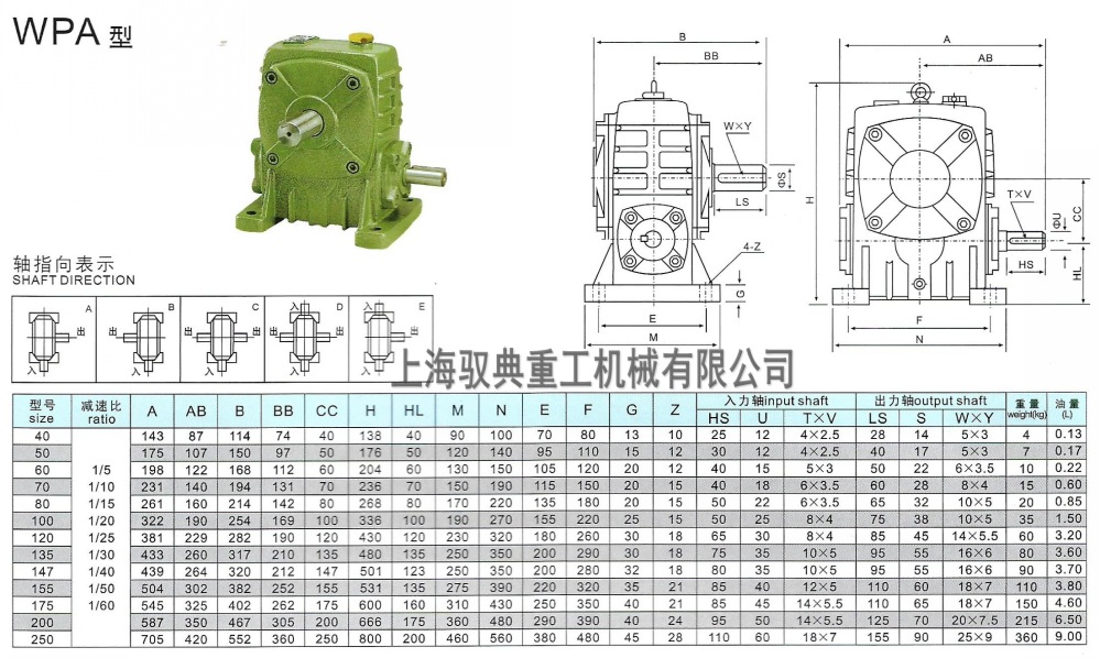 WPA減速機(jī)型號(hào)大全